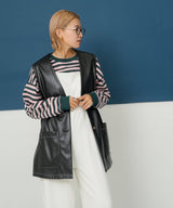 フェイクレザーミドル丈ベスト