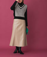 フェイクレザーロングナロースカート