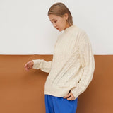 アラン柄モックネックニット