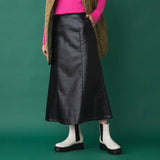フェイクレザーロングナロースカート