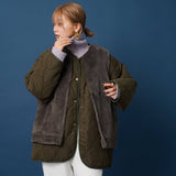 ファーベスト付きキルティングコート