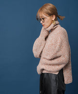 トリコロールヤーンハイネックニット