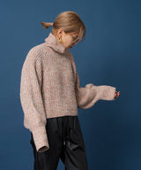 トリコロールヤーンハイネックニット