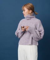 トリコロールヤーンハイネックニット