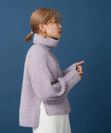 トリコロールヤーンハイネックニット