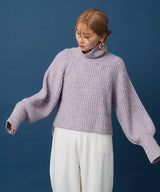 トリコロールヤーンハイネックニット