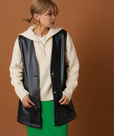 フェイクレザーミドル丈ベスト