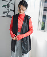 フェイクレザーミドル丈ベスト
