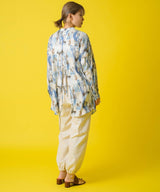 バックオープンバンドカラーデザインシャツ