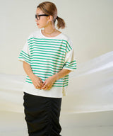 パネルボーダーハーフスリーブTシャツ