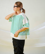 パネルボーダーハーフスリーブTシャツ