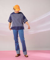 パネルボーダーハーフスリーブTシャツ