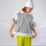 パネルボーダーハーフスリーブTシャツ