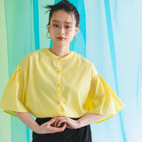 【メール便】前後2way袖タック半袖シャツ