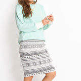 ニット長袖プチハイネックバイカラートップス