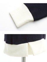 ニット長袖プチハイネックバイカラートップス