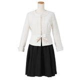 ノーカラージャケット×フレアスカートスーツ2点セット