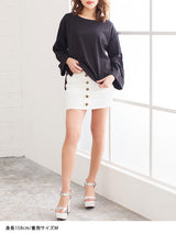 【メール便】ボートネックワイドスリーブサイドスリット前後差チュニック