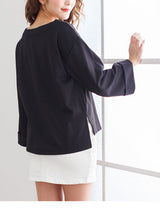 【メール便】ボートネックワイドスリーブサイドスリット前後差チュニック