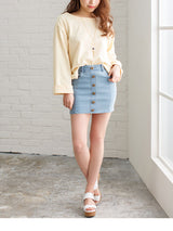 【メール便】ボートネックワイドスリーブサイドスリット前後差チュニック