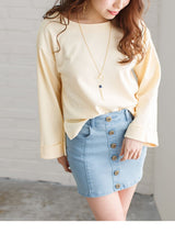 【メール便】ボートネックワイドスリーブサイドスリット前後差チュニック