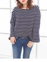 【メール便】ボートネックワイドスリーブサイドスリット前後差チュニック