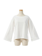 【メール便】ボートネックワイドスリーブサイドスリット前後差チュニック