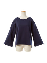 【メール便】ボートネックワイドスリーブサイドスリット前後差チュニック