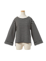 【メール便】ボートネックワイドスリーブサイドスリット前後差チュニック