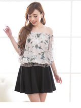【メール便】シフォンオフショルブラウジングトップス【S?3L】【大きいサイズ】【小さいサイズ】【シフォン】【オフショル】【トップス】