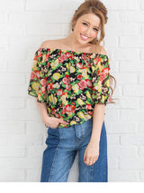 【メール便】シフォンオフショルブラウジングトップス【S?3L】【大きいサイズ】【小さいサイズ】【シフォン】【オフショル】【トップス】
