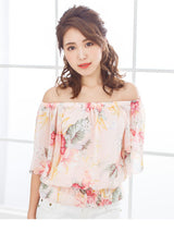 【メール便】シフォンオフショルブラウジングトップス【S?3L】【大きいサイズ】【小さいサイズ】【シフォン】【オフショル】【トップス】
