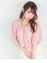 【メール便】シフォンオフショルブラウジングトップス【S?3L】【大きいサイズ】【小さいサイズ】【シフォン】【オフショル】【トップス】