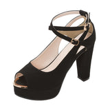 12cmヒールセクシークロスストラップオープントゥパンプス 【22.0?24.5cm】【小さいサイズ】【レディース】【通販】【チャンキーヒール】