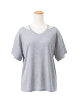 【メール便】4typeデザインTシャツ【サイド開き】【背中クロス】【背中見せ】【ネックデザイン】【Vネック】【クルーネック】【ゆるテロ】【半袖】
