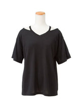【メール便】4typeデザインTシャツ【サイド開き】【背中クロス】【背中見せ】【ネックデザイン】【Vネック】【クルーネック】【ゆるテロ】【半袖】
