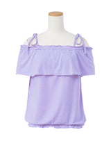 【メール便】肩紐取り外しOK♪オフショル&ベア6wayフリルトップス