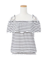 【メール便】肩紐取り外しOK♪オフショル&ベア6wayフリルトップス