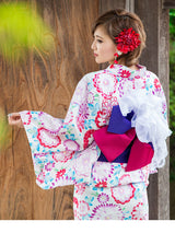丸菊柄or花毬柄 高級平織り浴衣+帯2点セット
