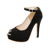 13cmヒールオープントゥゴールドポイントアンクルストラップパンプス【レディース】【通販】