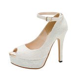 13cmヒールオープントゥゴールドポイントアンクルストラップパンプス【レディース】【通販】