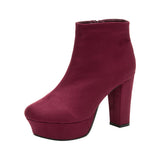 10.5cmチャンキーヒール最強美脚ショートブーツ【大きいサイズ有】