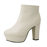 【ブラックのみ定価】10.5cmチャンキーヒール最強美脚ショートブーツ【大きいサイズ有】