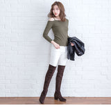 【メール便】ワンショルリブ長袖Tシャツ【ロンT】