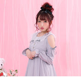 ラブリーハートリボン肩あき丸襟ワンピース【ゆめかわいい】【原宿系】【可愛い】【大きいサイズ】