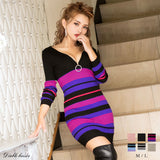 【メール便】フロントキラキラジップリブニットワンピ