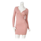 【メール便】フロントキラキラジップリブニットワンピ