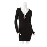 【メール便】フロントキラキラジップリブニットワンピ