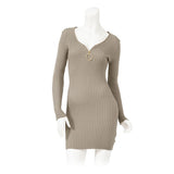 【メール便】フロントキラキラジップリブニットワンピ