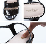 スカラップベルトコルクヒールサンダル